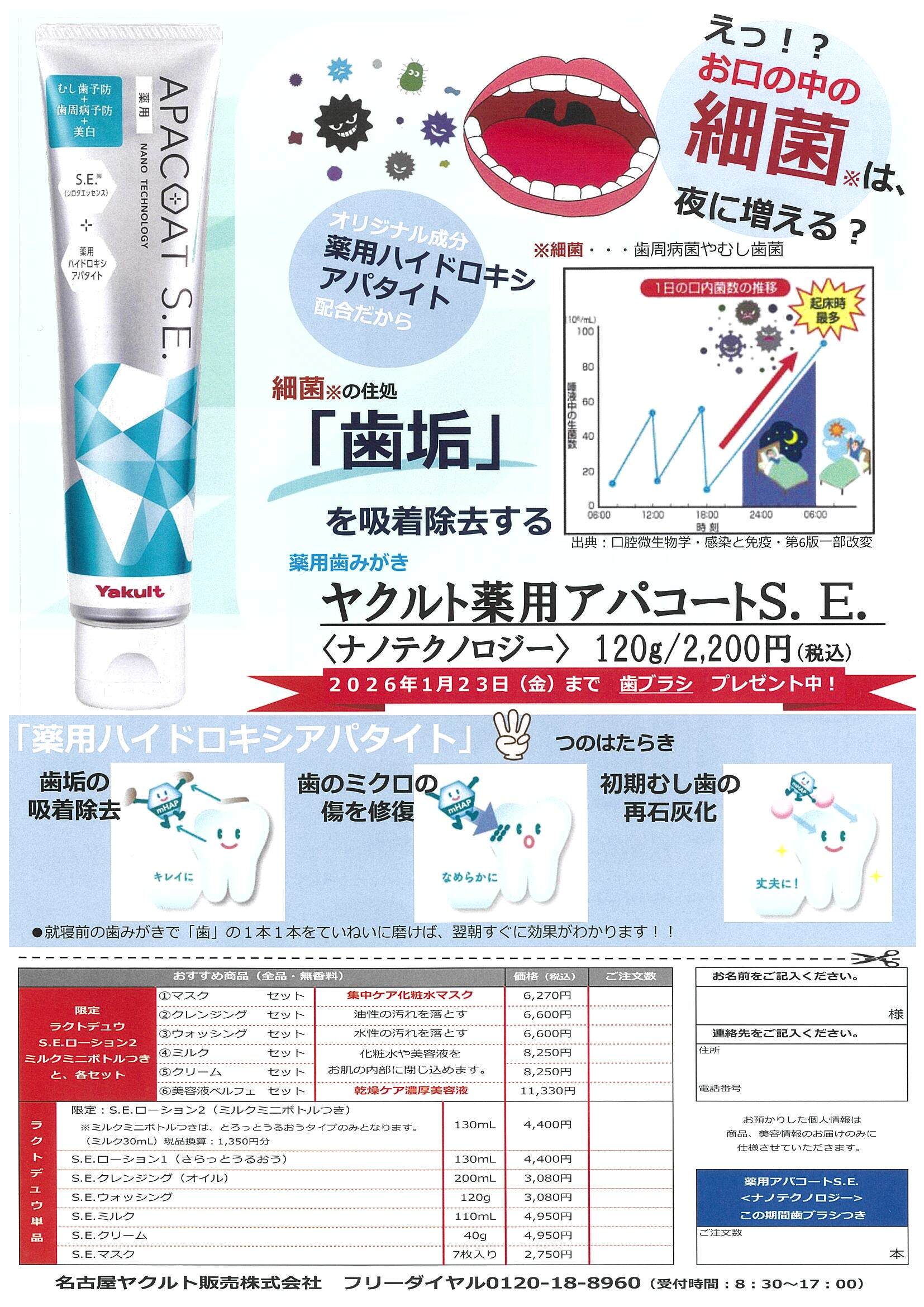 ヤクルト薬用アパコートS.E.＜ナノテクノロジー＞ 期間限定 歯ブラシつき！