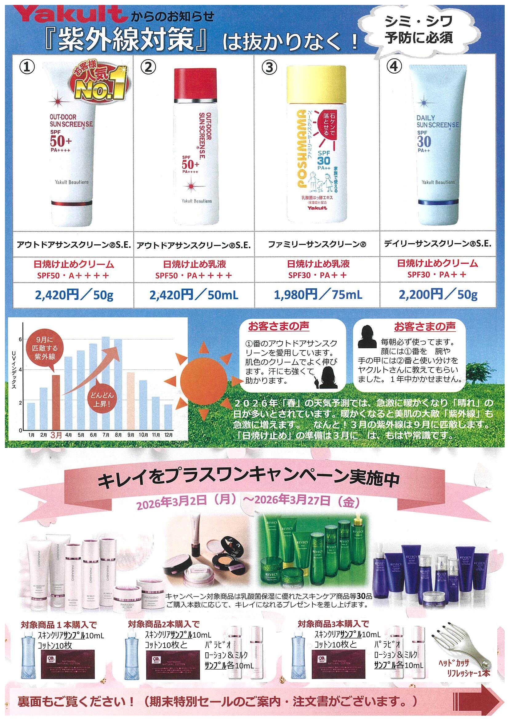 ヤクルトの「紫外線対策」/キレイをプラスワンキャンペーン実施中! ヤクルトの「紫外線対策」/キレイをプラスワンキャンペーン実施中!